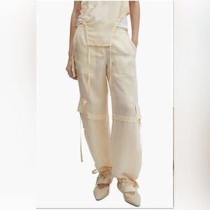 Mango Cream Silky Cargo Joggers